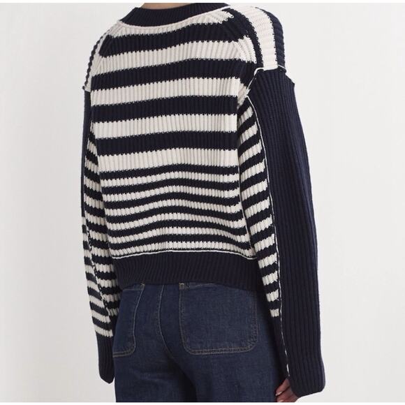 Jonathan Simkhai Sweater Cardigan XS Navy Striped Adara Wool Cashmere Coastal - Picture 12 of 12